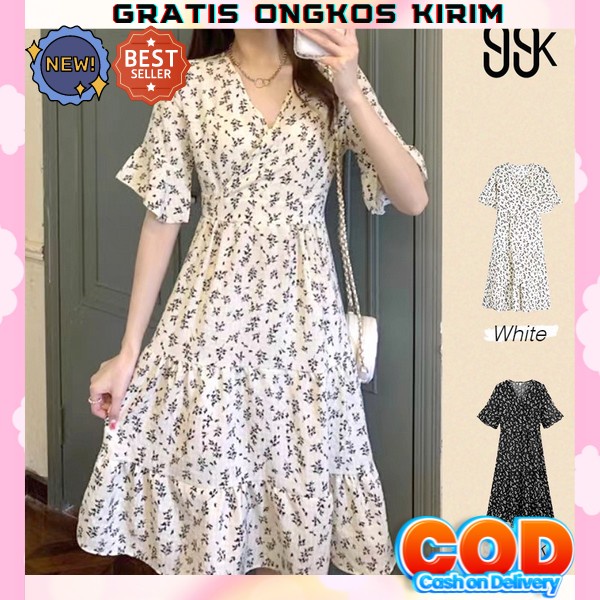 Dress Wanita Polos Remaja Perempuan Cewek Imlek Kondangan Gaun Pesta Party Dress Murah Gaun Korea Dr