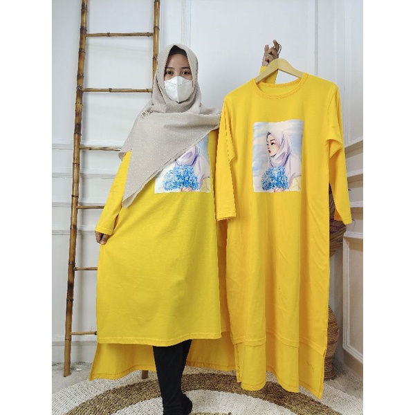 MIDI DRESS KAOS VIRAL COTTON COMBED TUNIK KAOS 20s dan 24s