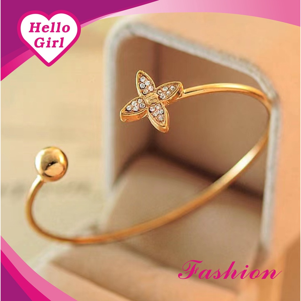 (Hello Girl)G03 Gelang Tangan Mata Bunga Dazzling Permata Putih Wanita Import