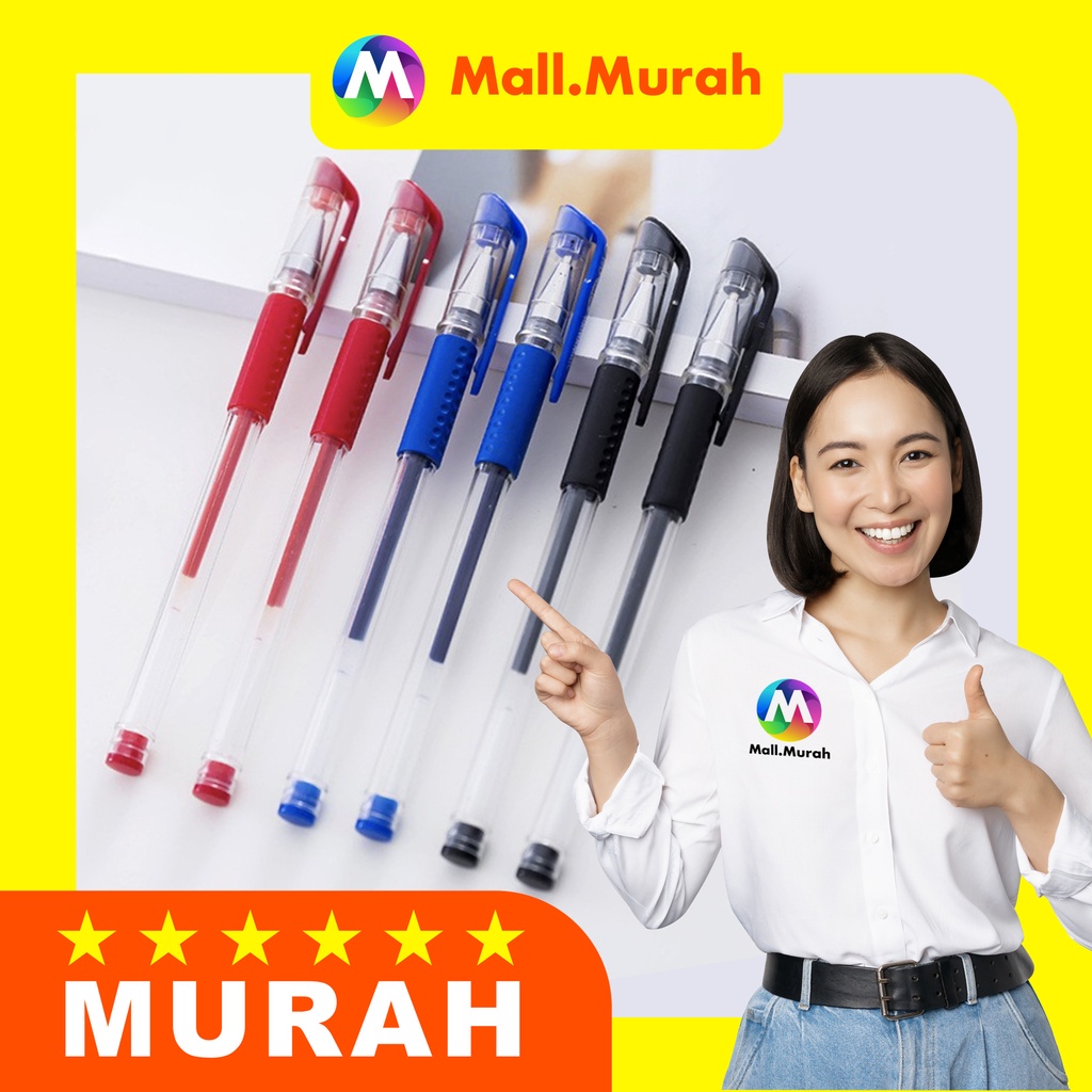 

MALL.MURAH Pulpen Gel Ink Pen 0.5mm 3 Warna Alat Tulis Perlengkapan Sekolah Pena Tinta Gel Standart Bullet Tip / Refill Isi Pulpen Gel