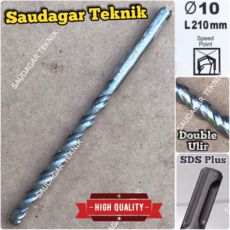 SDS Plus 10mm X 210mm Mata Bor Beton Tembok SDS + 10 mm Panjang 210 mm