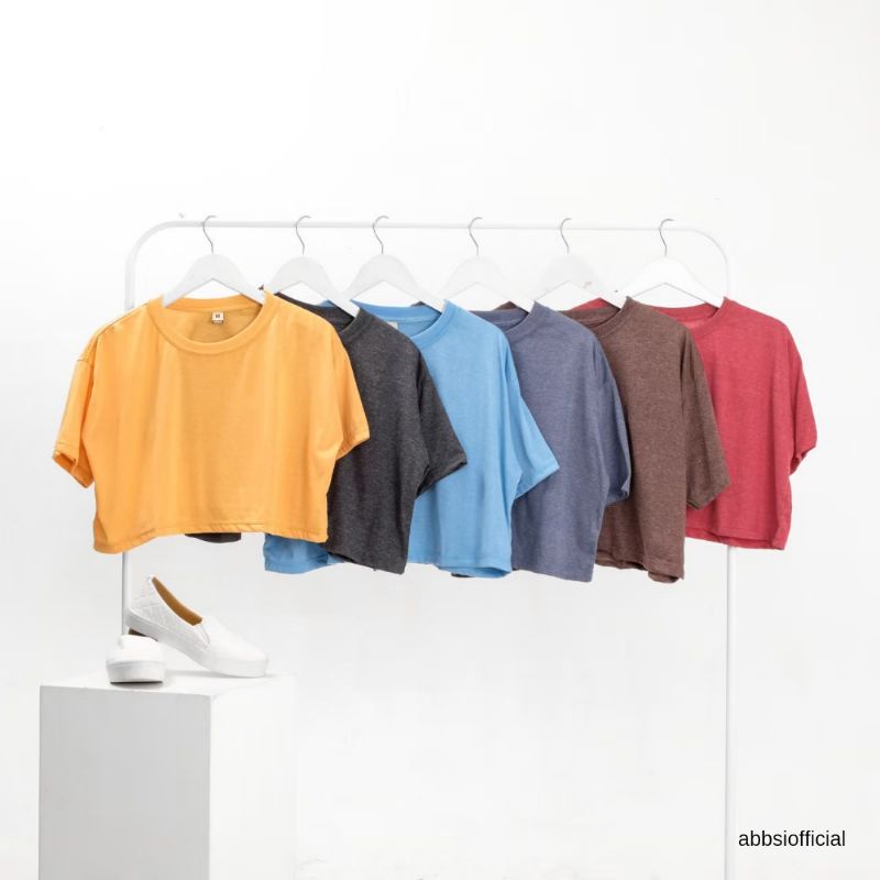 BAJU WANITA CROPTOP BIG SIZE TWOTONE MISTY T-Shirt KOREA CROP TEE KAOS TOP POLOS WANITA OVERSIZE PAK