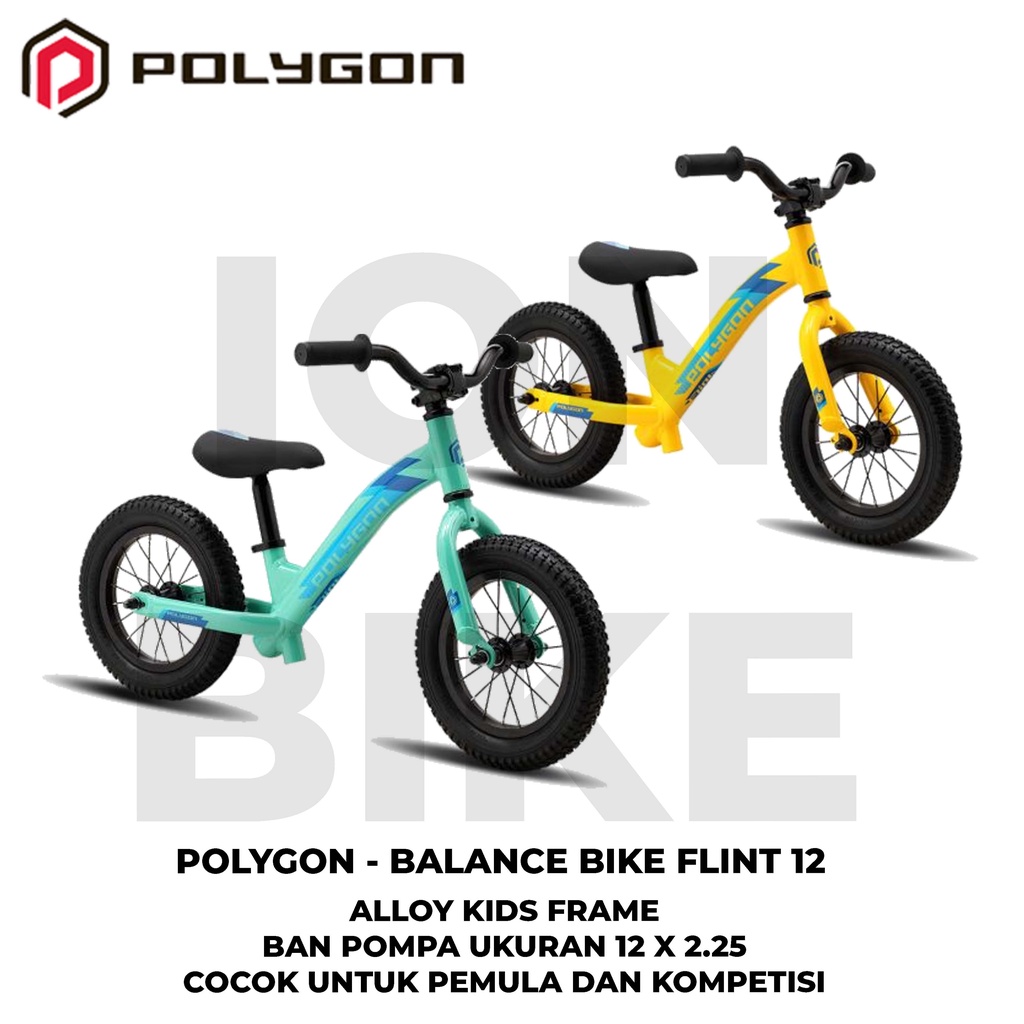 Push Bike Polygon Flint Balance Bike Pushbike Sepeda Anak - Belajar Keseimbangan Tanpa Pedal Dorong 