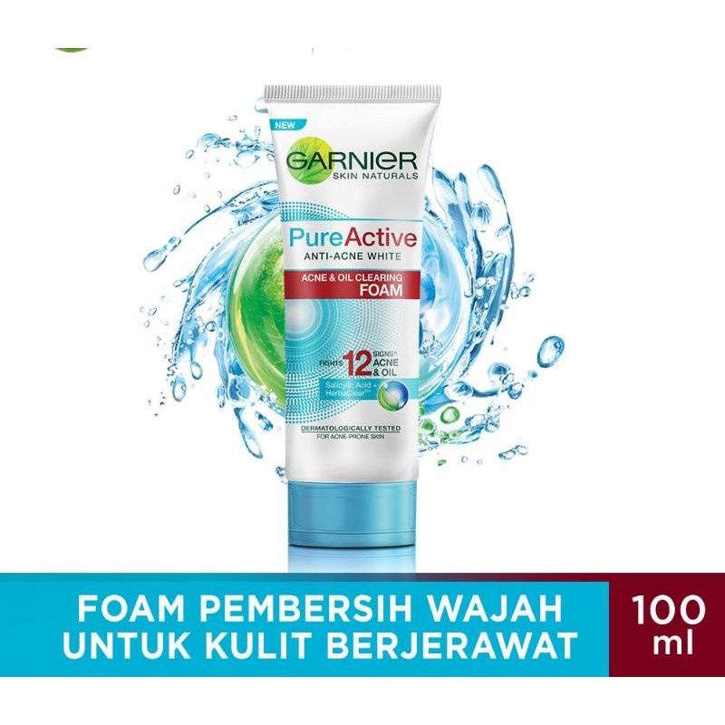 Garnier Pure Active Acne &amp; Oil Clearing Foam 100ml | GARNIER Pure Active Anti Acne White Scrub 100ml