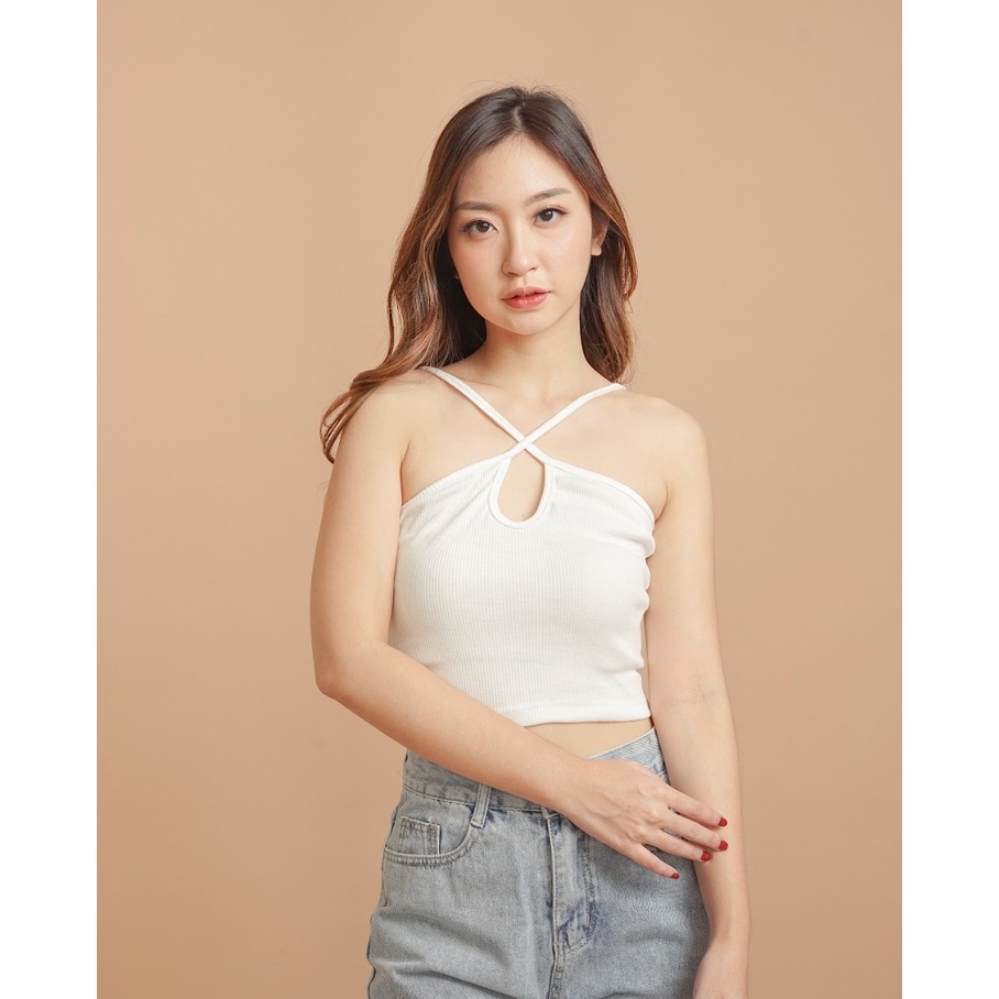 CAVALU Korean Crop Knit Tank Top Cross Tanktop Kamisol Baju Atasan Wanita 115