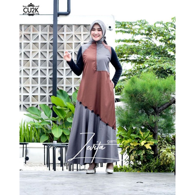 Gamis Cu2k Model Zevita tanpa manset Cu2k terbaru