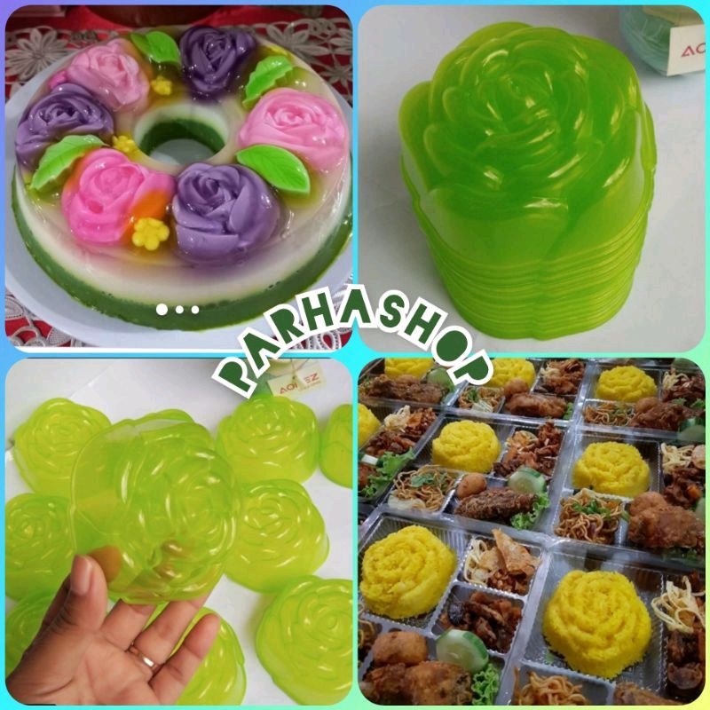 Cetakan Bento Mawar/Jelly Puding Mawar Tunggal  Plastik 1 Lusin