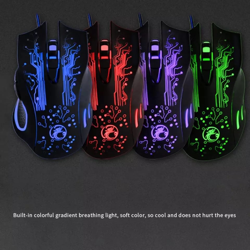 Mouse Gaming USB 3200 DPI dengan LED RGB Mouse Kabel Plug and Play