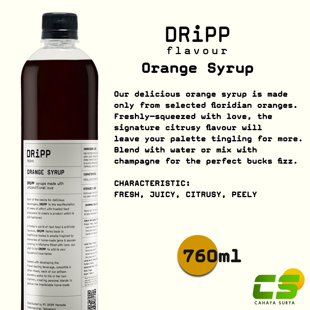 

Dripp Sirup / Syrup - Orange Syrup 760 ml (Sirup Buah Jeruk)