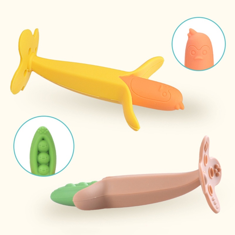 Mary Teether Silikon Untuk Bayi Tumbuh Gigi Kartun Pisang Bentuk Jagung Mainan Shower