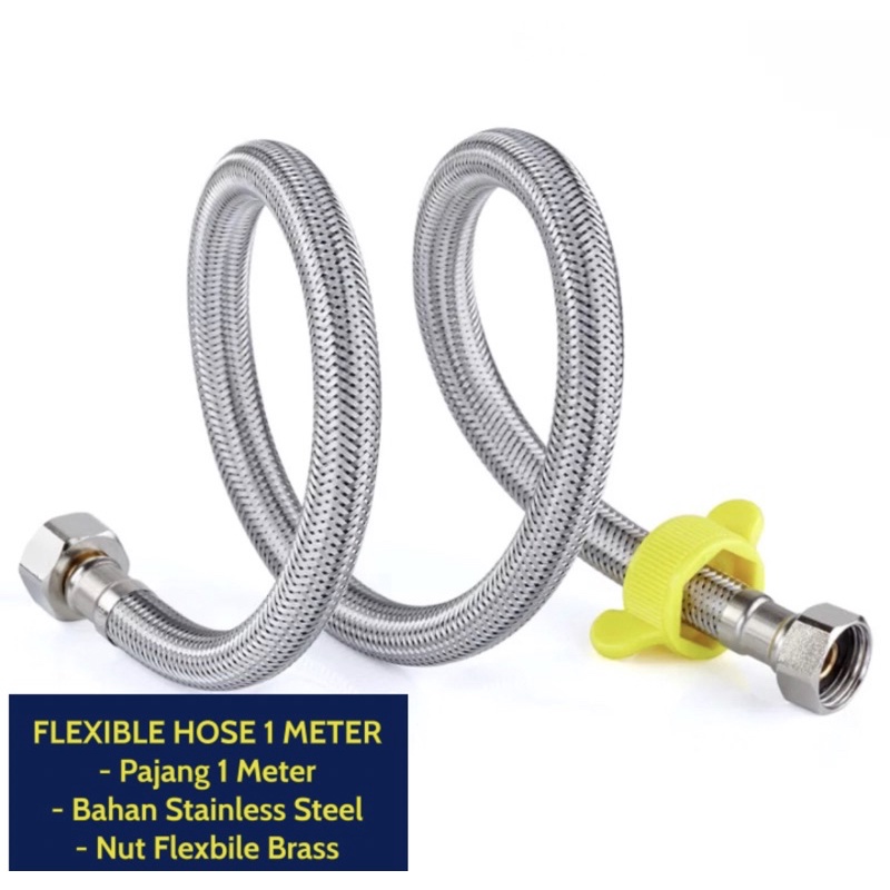 Selang Fleksible Flexible Hose Anyam 1 Meter 1 M Selang Closet Wastafel 1M