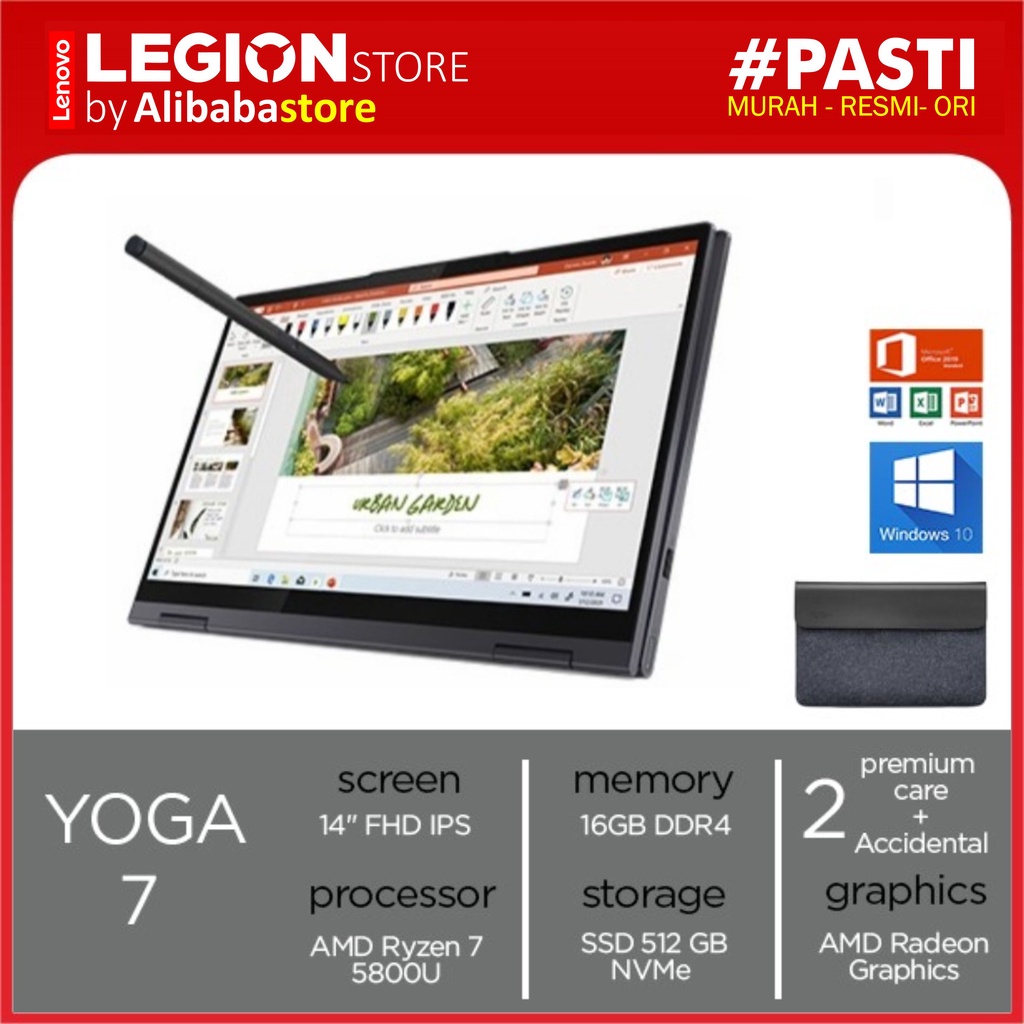 Lenovo Yoga 7 14ACN6-82N7000UID /AMD Ryzen 7-5800U/16GB/512GB SSD/14″ Touch/Win 10 Home+OHS