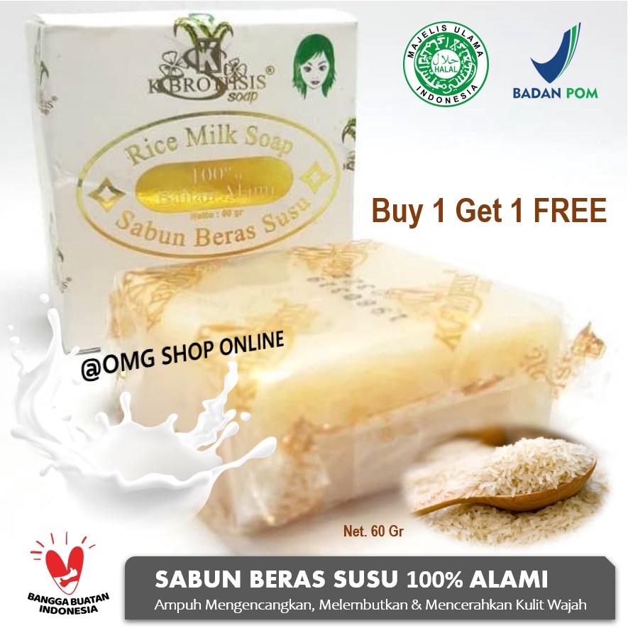 Beli 1 GRATIS 1 - Sabun Beras Susu K Brothsis ORIGINAL BPOM Halal Rice Milk Soap / Sabun Beras Susu Thailand Pemutih Badan / Sabun Muka Glowing dan Putih Sabun Mandi Batangan / Sabun Wajah Glowing Permanen Cuci Muka Sabun Pemutih Kulit Ketiak Selangkangan