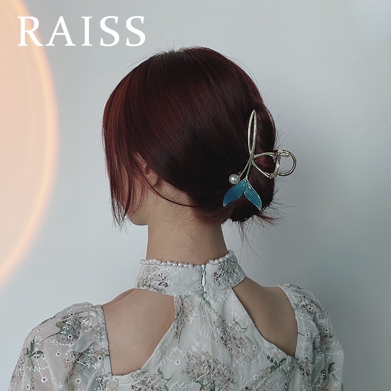 Aksesoris Jepit Rambut Ekstensi Model Ekor Ikan Aksen Mutiara Warna Biru Laut Untuk Wanita