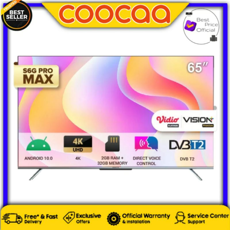 COOCAA 65S6G PRO MAX Led Smart TV 65 Inch Digital Android 10.0 4K UHD