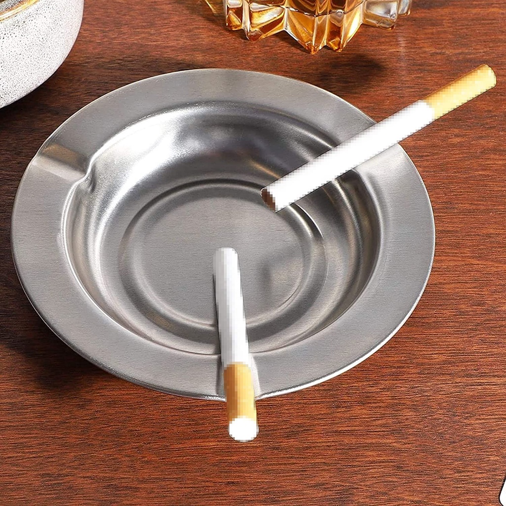 Asbak Rokok Stainless Steel Anti Karat 12 cm / Tempat Abu Ampas Rokok Wadah Bulat Tatakan Mangkok Sampah / Asbak Rokok Ashtray/