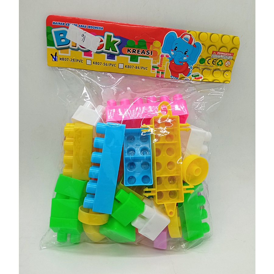 U0242 Mainan Anak Block Kreasi / Lego Susun 30x30mm 28 Pcs KB07