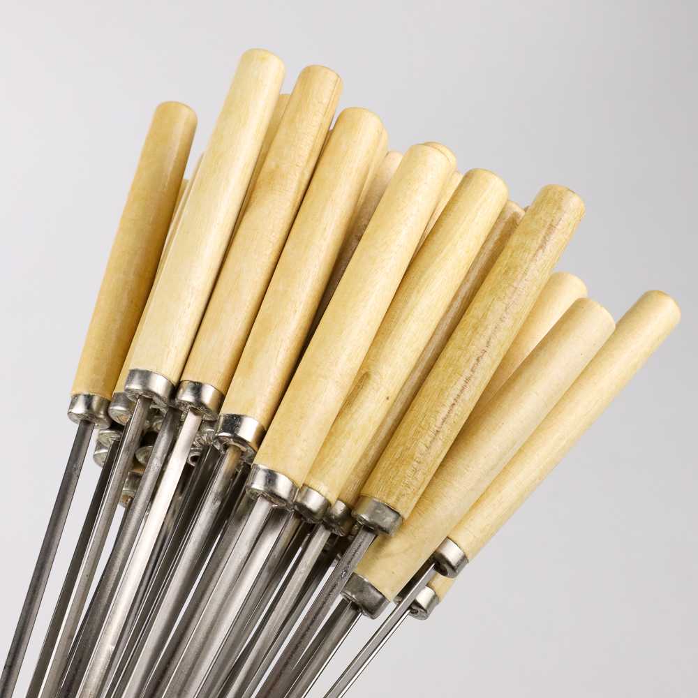 Tusuk Sate Panggang Daging BBQ Plus Gagang Stainless Steel Tebal Tahan Karat 50 PCS-Tusuk Sate Jepan
