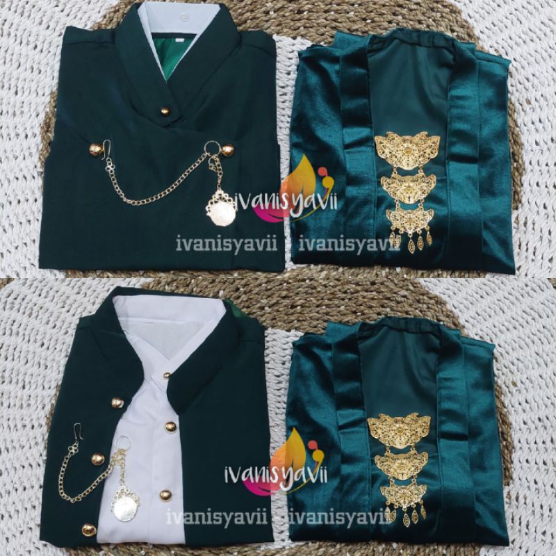 [1 Set] Beskap + Kebaya / Warna Hijau BotoL || Atasan Baju Prewedding