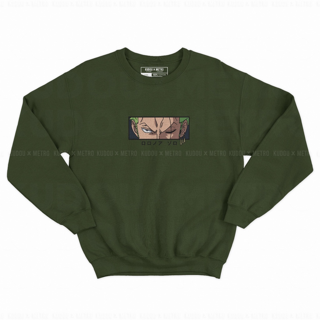 Crewneck Zoro Eyes Army Embroidery Anime Manga One Piece Premium Unisex