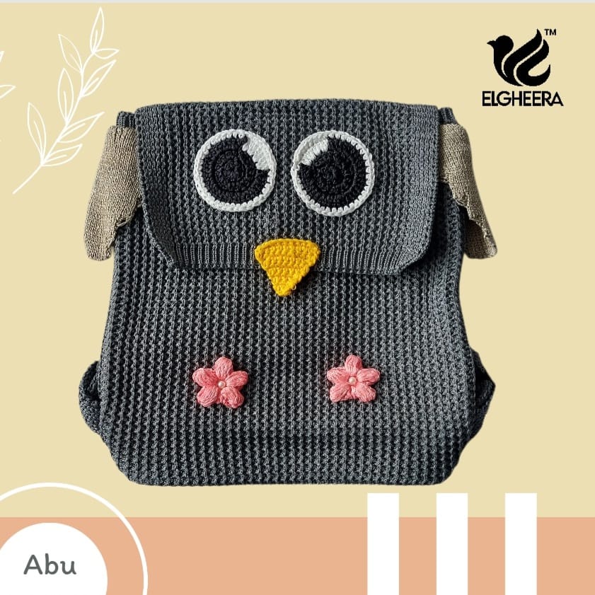 Tas Ransel Rajut OWL / Tas Rajut Gendong Karakter OWL Burung Hantu Untuk Anak / Tas Sekolah