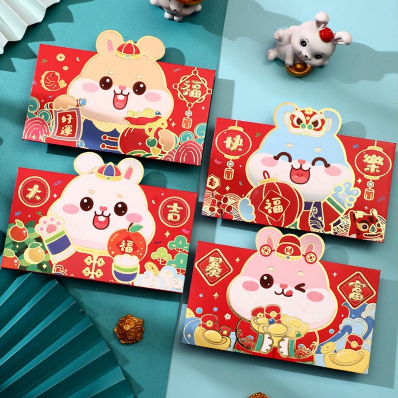 Amplop Angpao Tahun Baru Cina / Imlek Motif Kartun Kelinci Warna Merah 2023