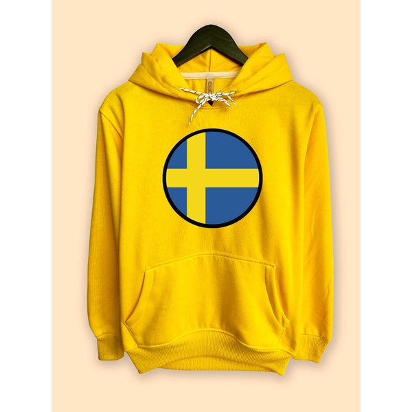 Jaket Hoodie Pullover CAMOE Sweden Flag Bendera Swedia