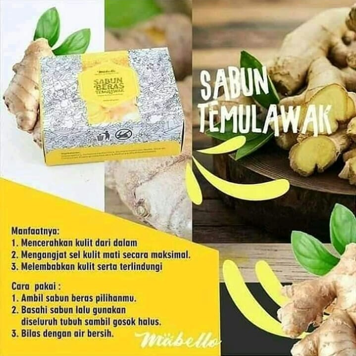 MABELLO SABUN TEMULAWAK Alami Pencerah Kulit Muka Dan Badan Sabun  Scrub Pembersih Wajah Dan tubuh Halal BPOM