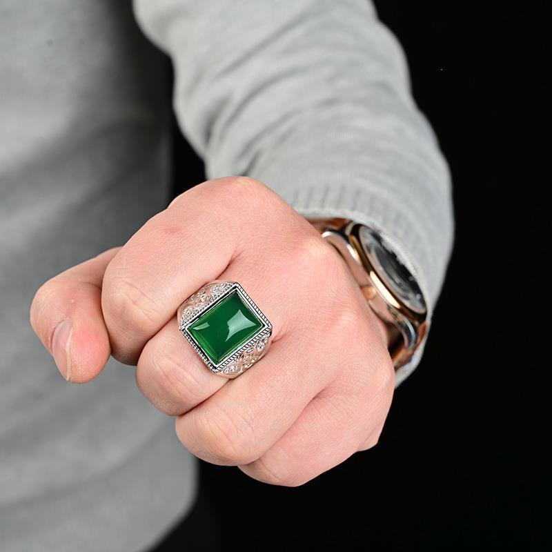 Cincin Model Terbuka adjustable Desain Chrysoprase Untuk Pria