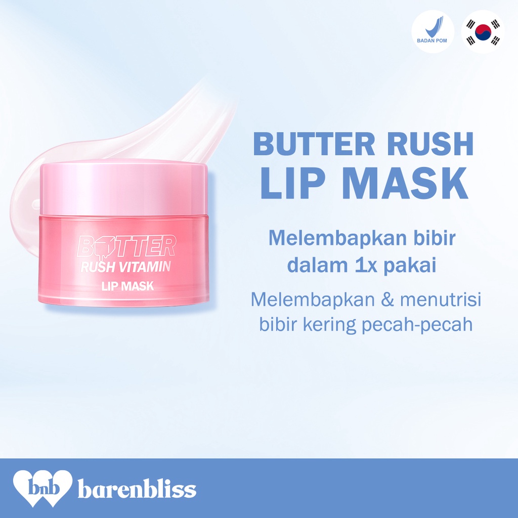 BNB barenbliss Butter Rush Vitamin Lip mask Moisturizing Lip Balm「Masker Bibir Cerah」