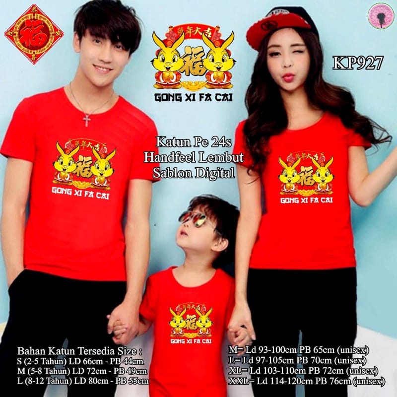 KAOS FAMILY IMLEK CNY RABBIT KAOS COUPLE IMLEK KAOS ANAK IMLEK 2023