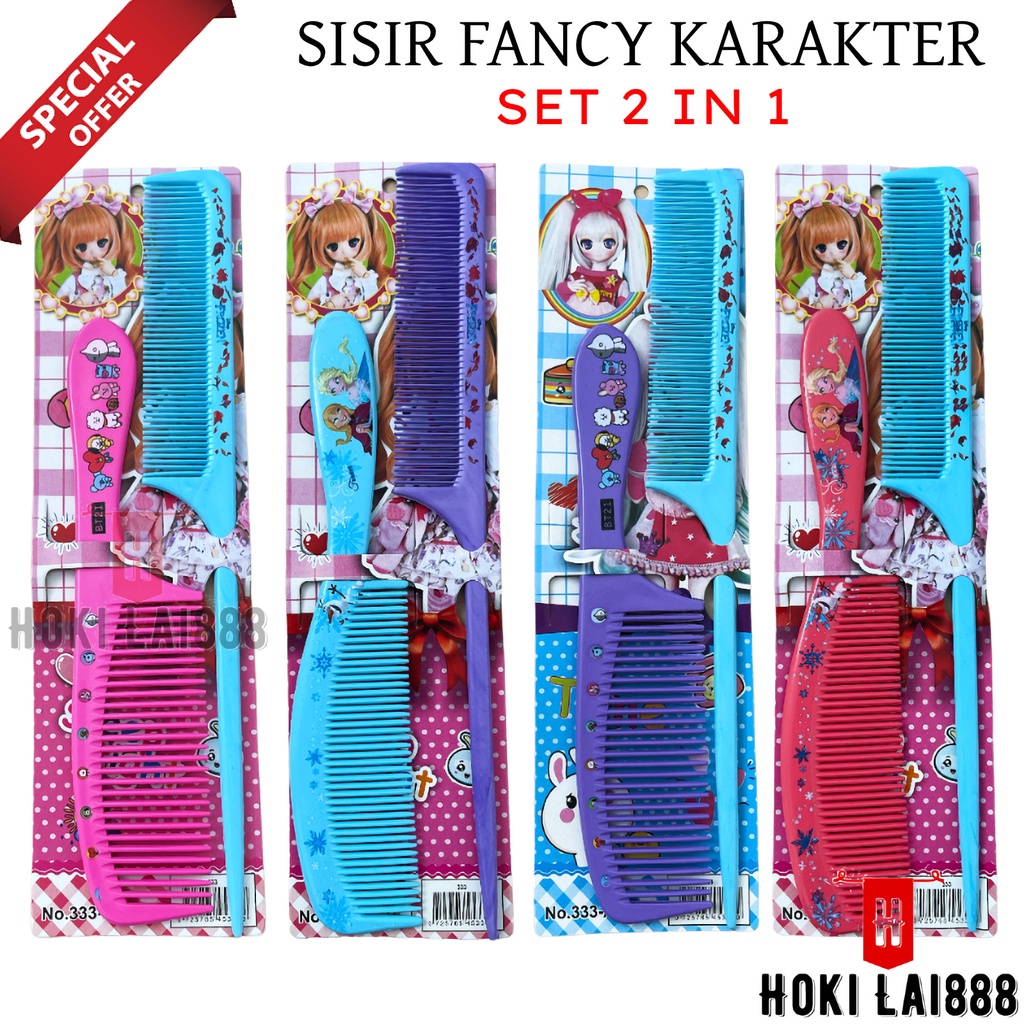 [HKL] SISIR RAMBUT FANCY SET 2 IN 1 / SISIR RAMBUT FANCY KARAKTER / HAIR COMB / SISIR RAMBUT GAGANG / SISIR GAGANG