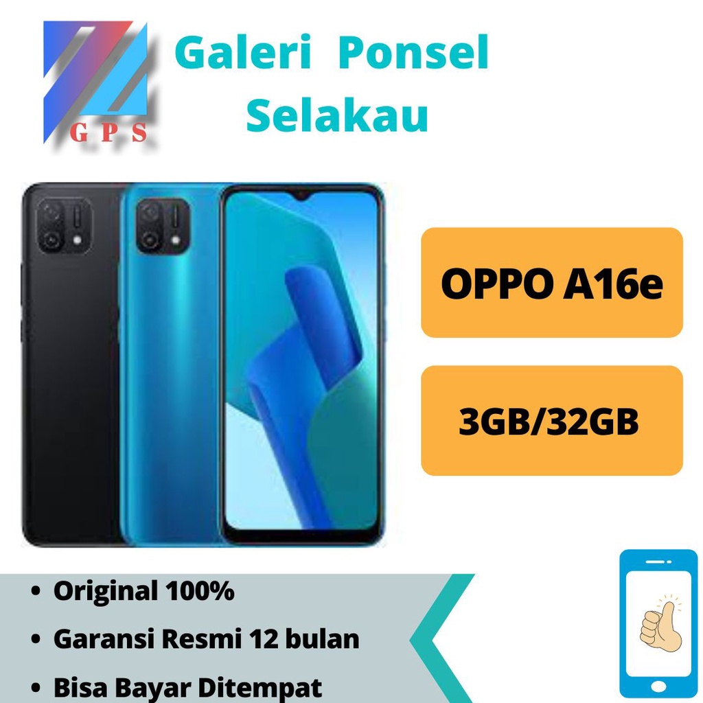 Oppo A16e Ram 3/32 baru garansi resmi 1 tahun