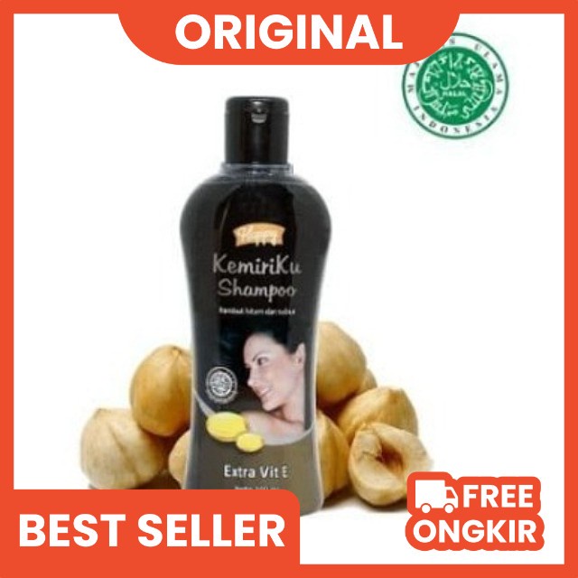 Happy Sampo Kemiriku Shampoo Penghitam Penyubur Perawatan Rambut Rontok Ekstrak Kemiri &amp; Vit E BPOM Halal