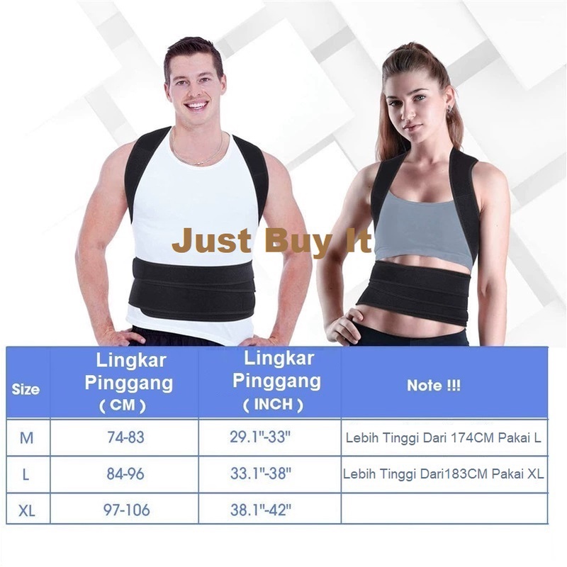 JBI-0214 Sabuk Terapi Penyangga Punggung Pria &amp; Wanita Anti Bungkuk-Alat Sabuk Terapi Pelurus Penyangga Penegak Punggung Bungkuk Posture Back Support Brace