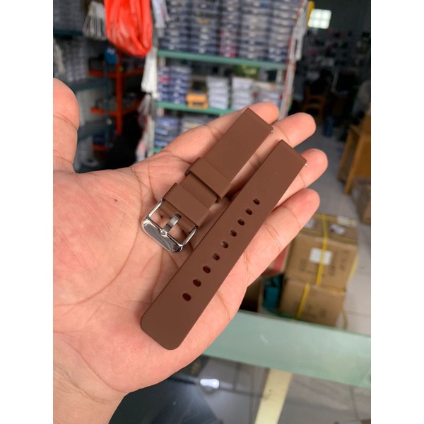 Strap Tali Jam Tangan Silikon coklat size 18mm new produk 9909