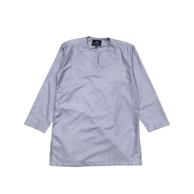 kemeja koko pria abu polos lengan panjang