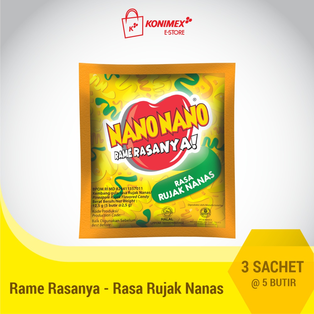 

Nano Nano permen Manisan buah rasa Rujak Nanas - 3 sachet Rame Rasanya