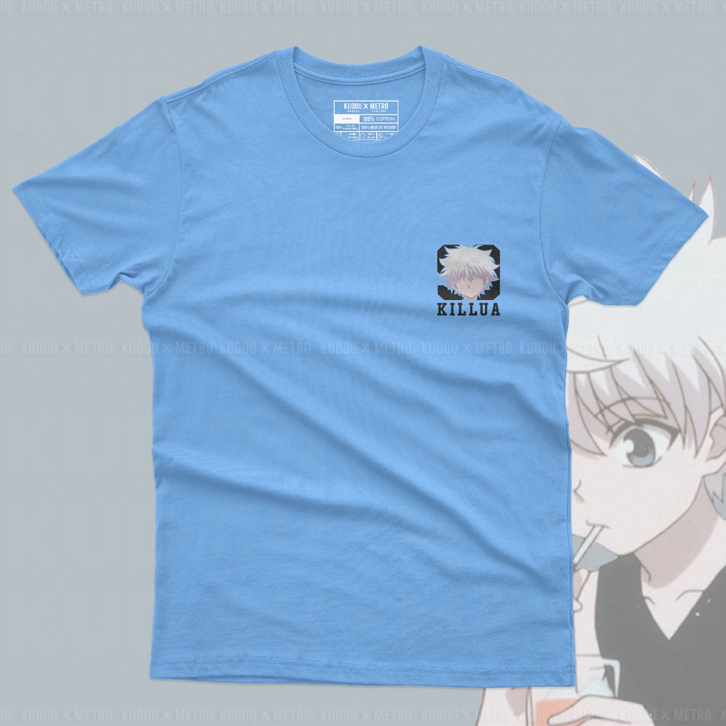 Tshirt Killua Head Portrait Baby Blue Anime Manga HXH Hunter x Hunter Premium Unisex