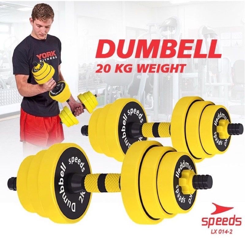 Dumbel Barbel Set Max 20kg Dumbell Dumble Alat Fitness 2 Pcs LX 014-2