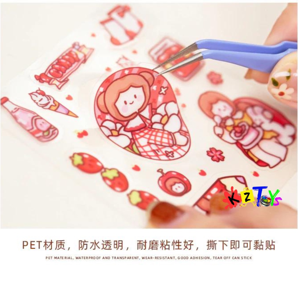 STIKER 2D MOMO MOTIF KARTUN KOREA / STICKER BOTOL MINUM PLASTIK ANTI AIR/ BUKU DIARY HANDBOOK SCRAPBOOK - HOKEE STORE