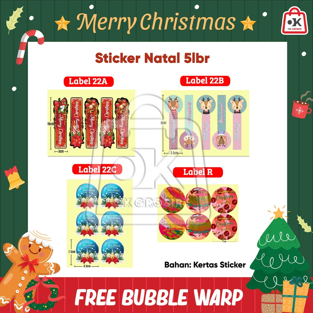 

Sticker Natal Merry Christmas (1 Pack 5 lbr)