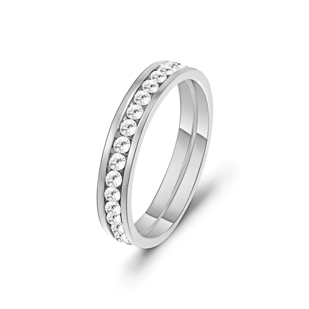 Cincin Berlian Bahan stainless steel Warna silver Untuk Wanita