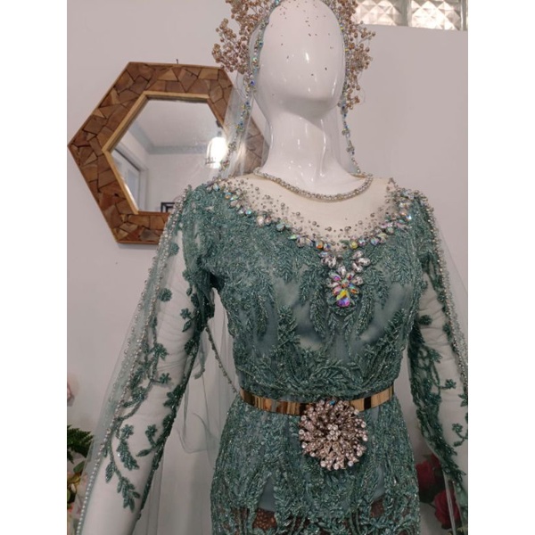 GAUN PENGANTIN/ GAUN PENGANTIN MEWAH GAUN PENGANTIN WARNAH HIJAU WARDAH