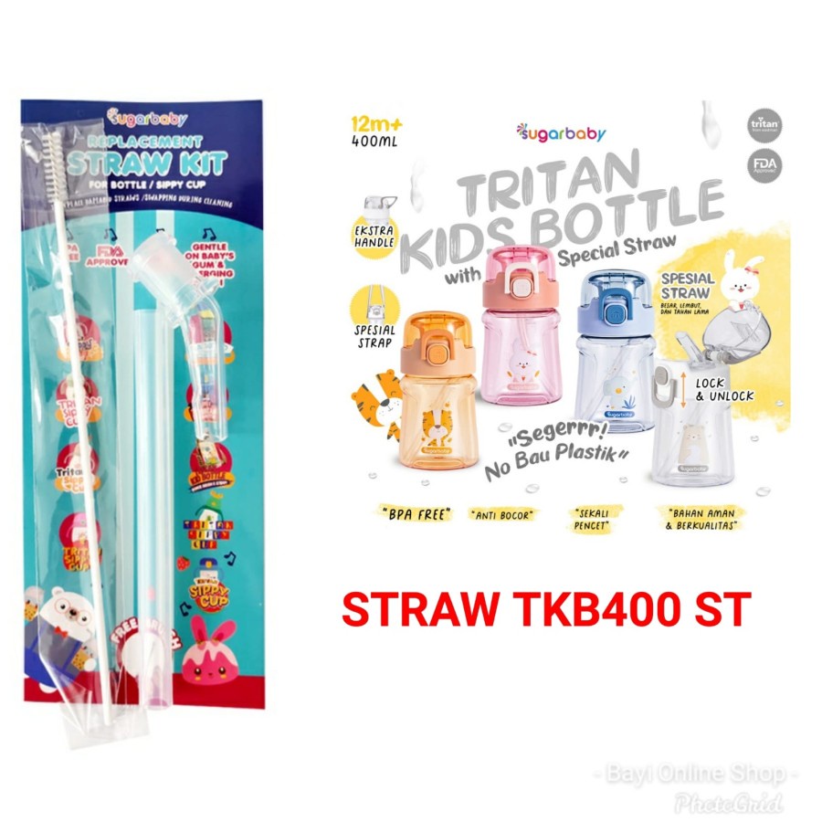 Sugar Baby Replacement Straw &amp; Brush for Sippy Cup Tritan Bottle / Sedotan Pengganti Botol Minum Sugar Baby