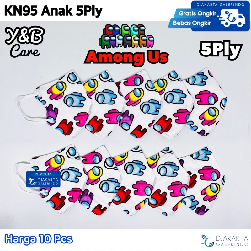 Masker KN95 Y&amp;B Care Anak 5Ply Motif Mix Pack 10Pcs Box 50pcs