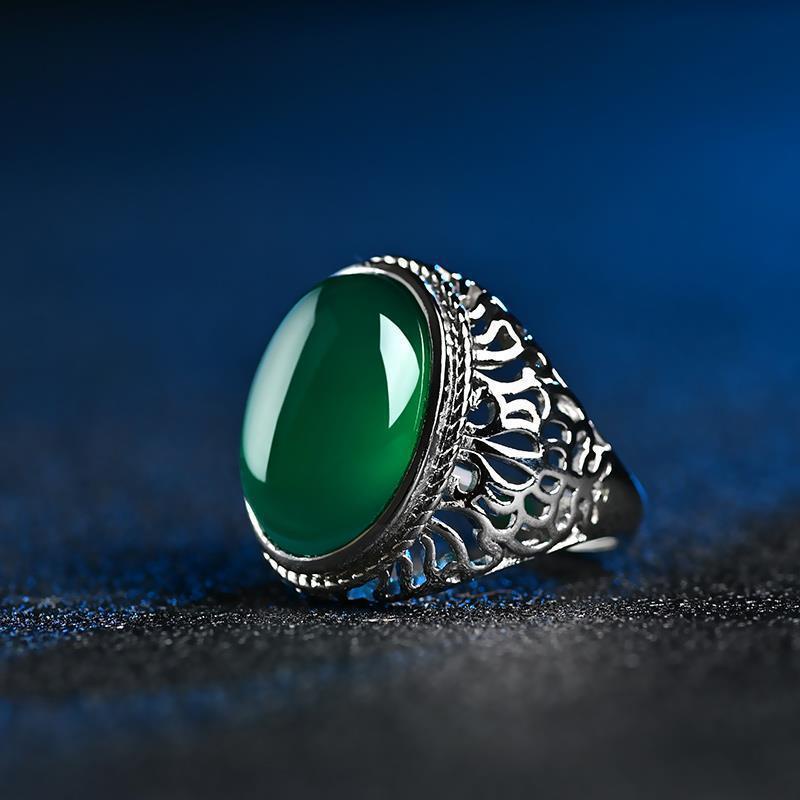 Cincin Model Terbuka adjustable Desain Chrysoprase Untuk Pria