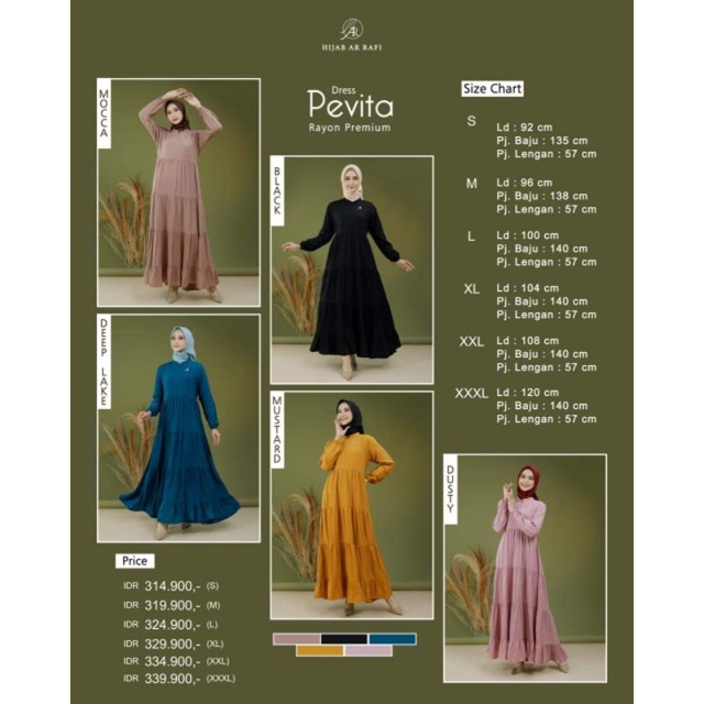 Pevita Dress by Arrafi ORI Gamis Rayon Premium