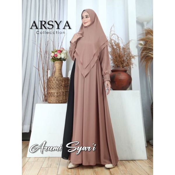 Gamis Arumi syar'i/gamis set/bahan ceruty babydoll premium import/Ori Arsya collectionc/gamis polos/