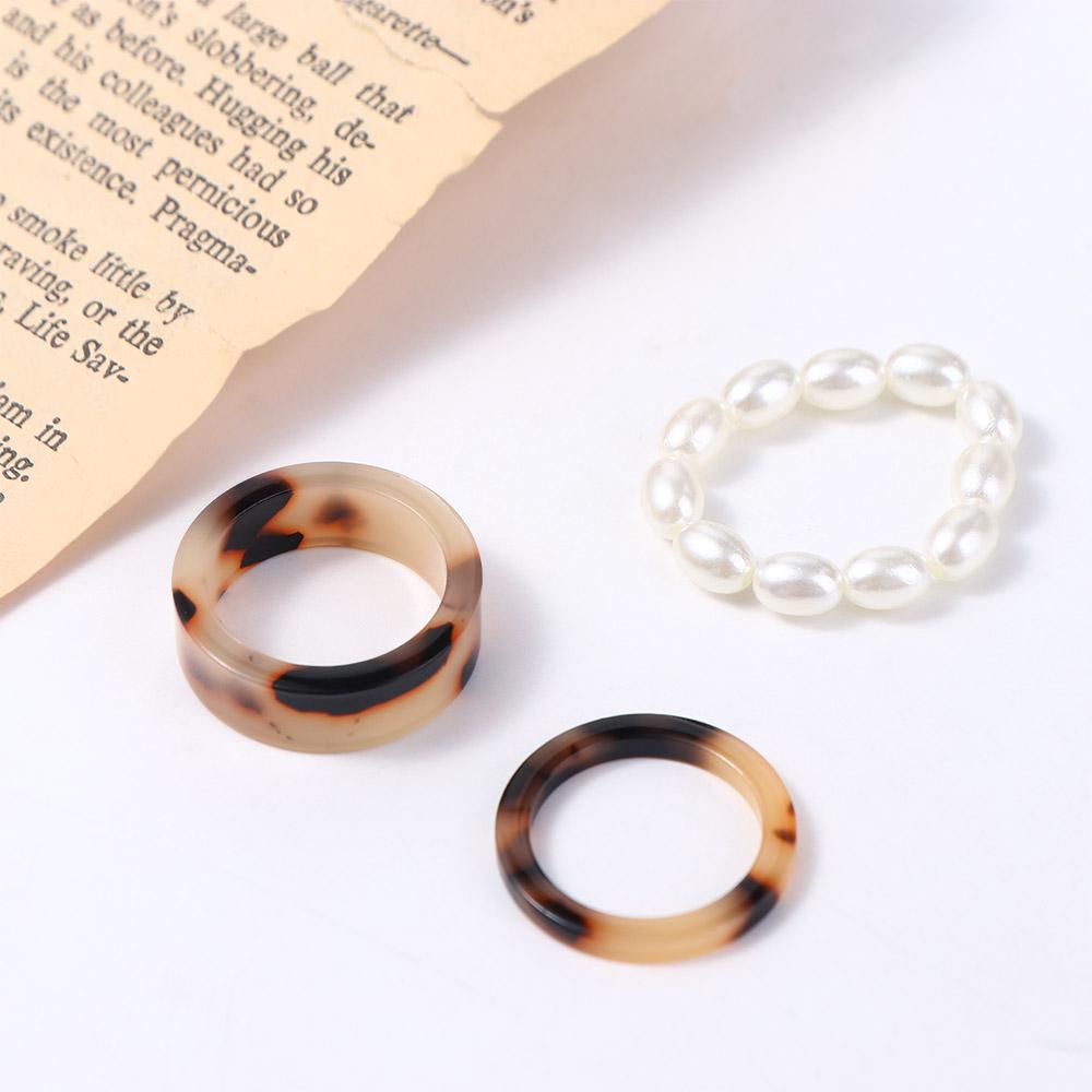 Needway Set Cincin Jari Trendy Retro Wanita Cewek Keren Resin